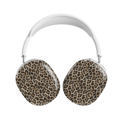 Honey Temptation warm leopard print Apple AirPods Max case with glossy fur texture and golden caramel tones