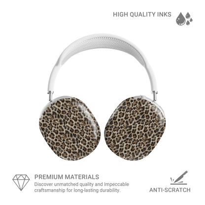 Honey Temptation warm leopard print Apple AirPods Max case with glossy fur texture and golden caramel tones