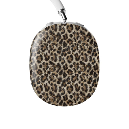 Honey Temptation warm leopard print Apple AirPods Max case with glossy fur texture and golden caramel tones