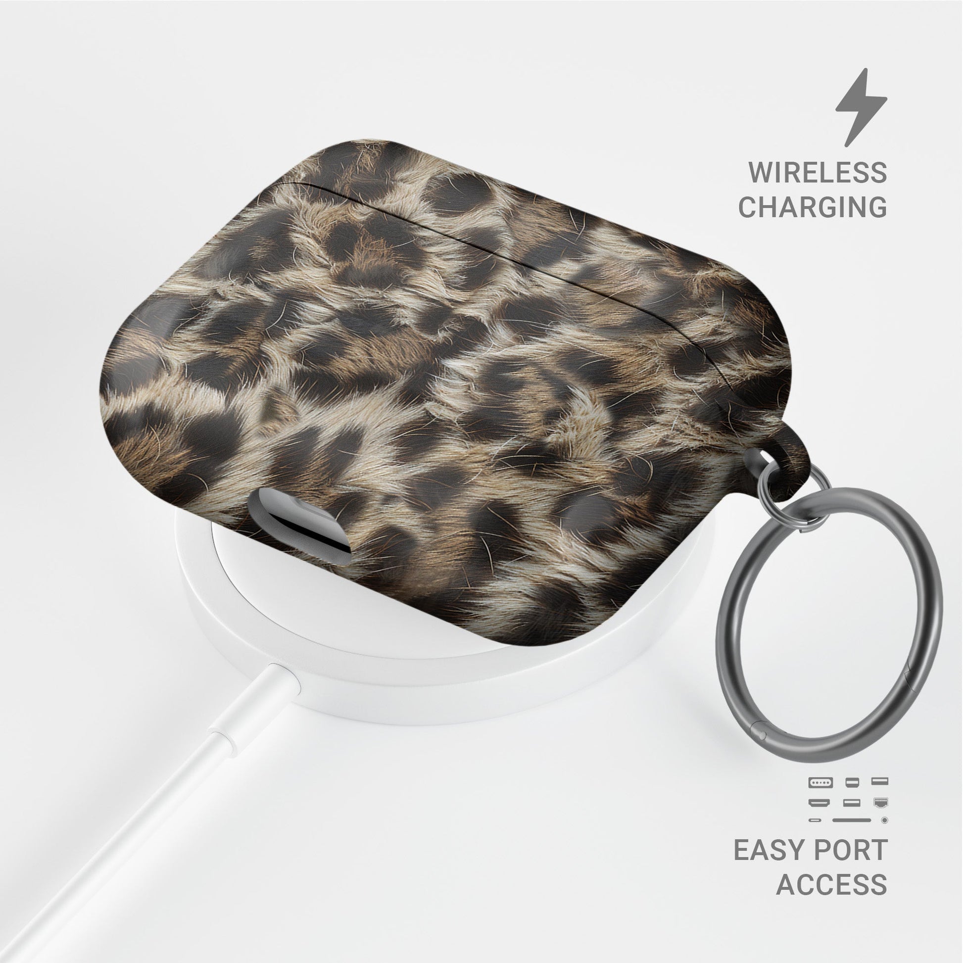 Honey Temptation golden leopard print AirPods Tough Case with glossy finish, slim single-layer shell, and durable impact-resistant design.