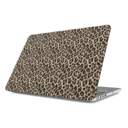 Honey Temptation MacBook Case with warm honey-gold abstract pattern, matte finish, snap-on shell and vented cooling base.