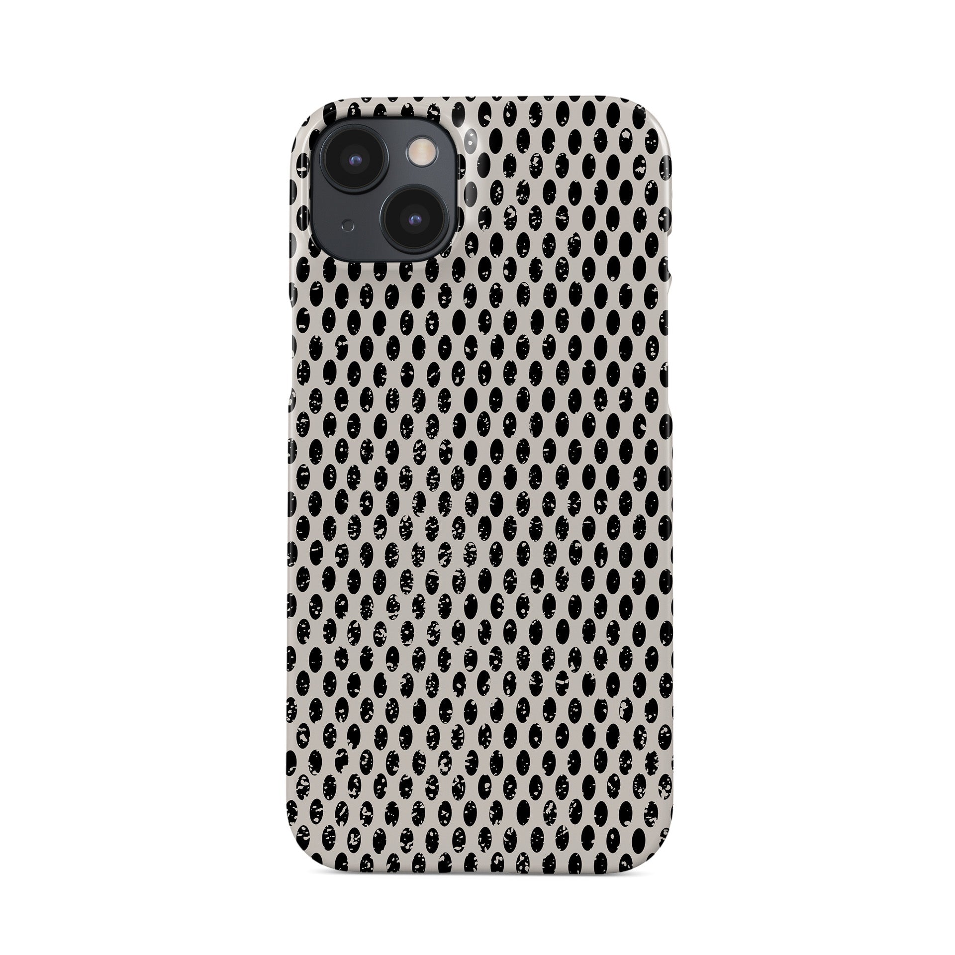 Ivory Ink Snap Phone Case in glossy ivory and black dotted design – Ink and Ember Collection by Case & Charm