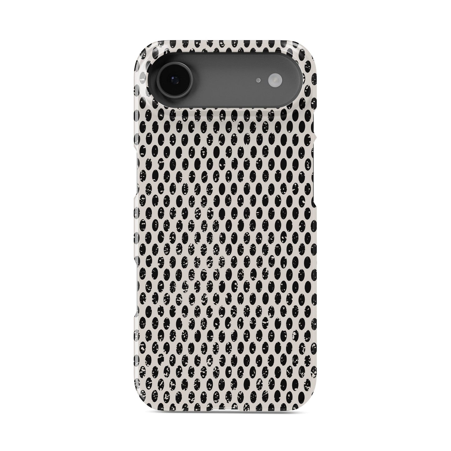 Ivory Ink Snap Phone Case in glossy ivory and black dotted design – Ink and Ember Collection by Case & Charm