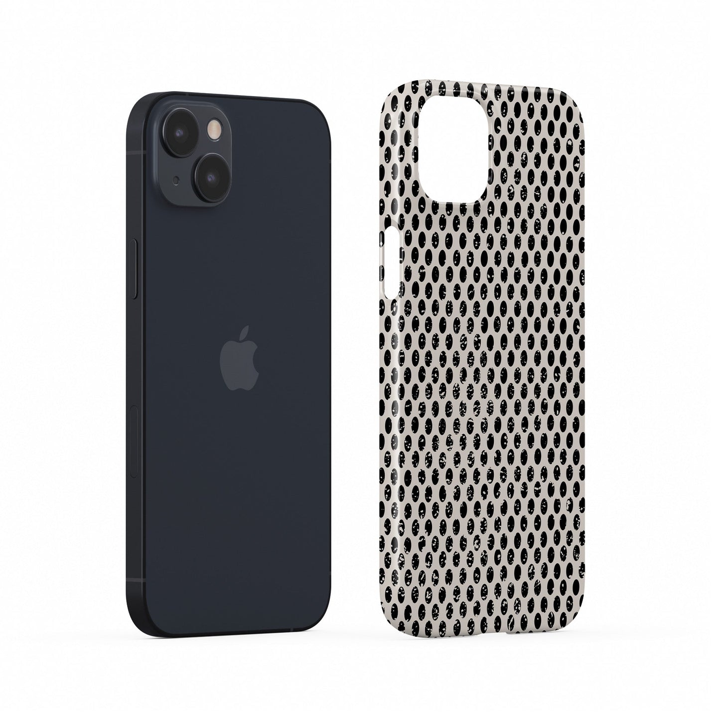 Ivory Ink Snap Phone Case in glossy ivory and black dotted design – Ink and Ember Collection by Case & Charm