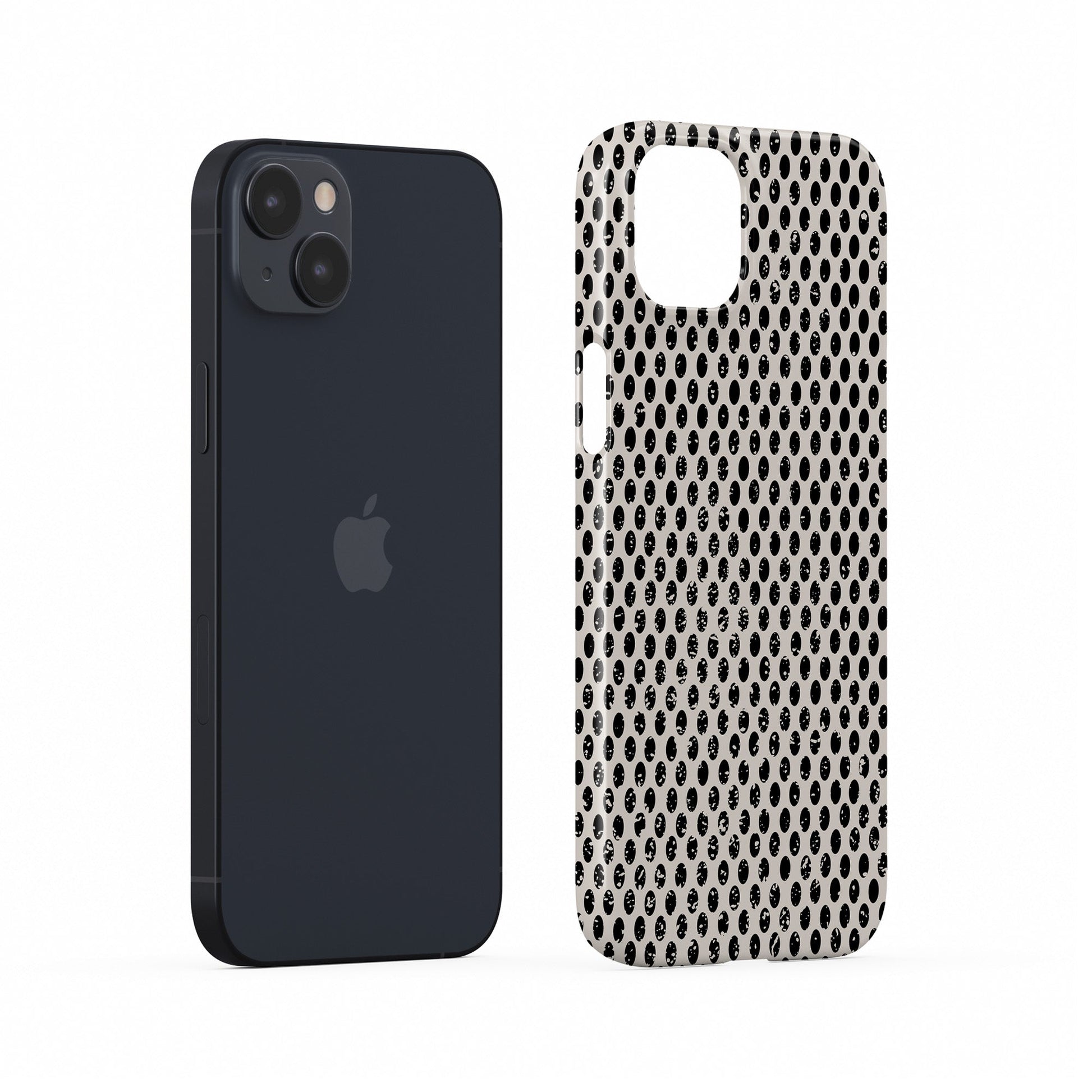 Ivory Ink Snap Phone Case in glossy ivory and black dotted design – Ink and Ember Collection by Case & Charm