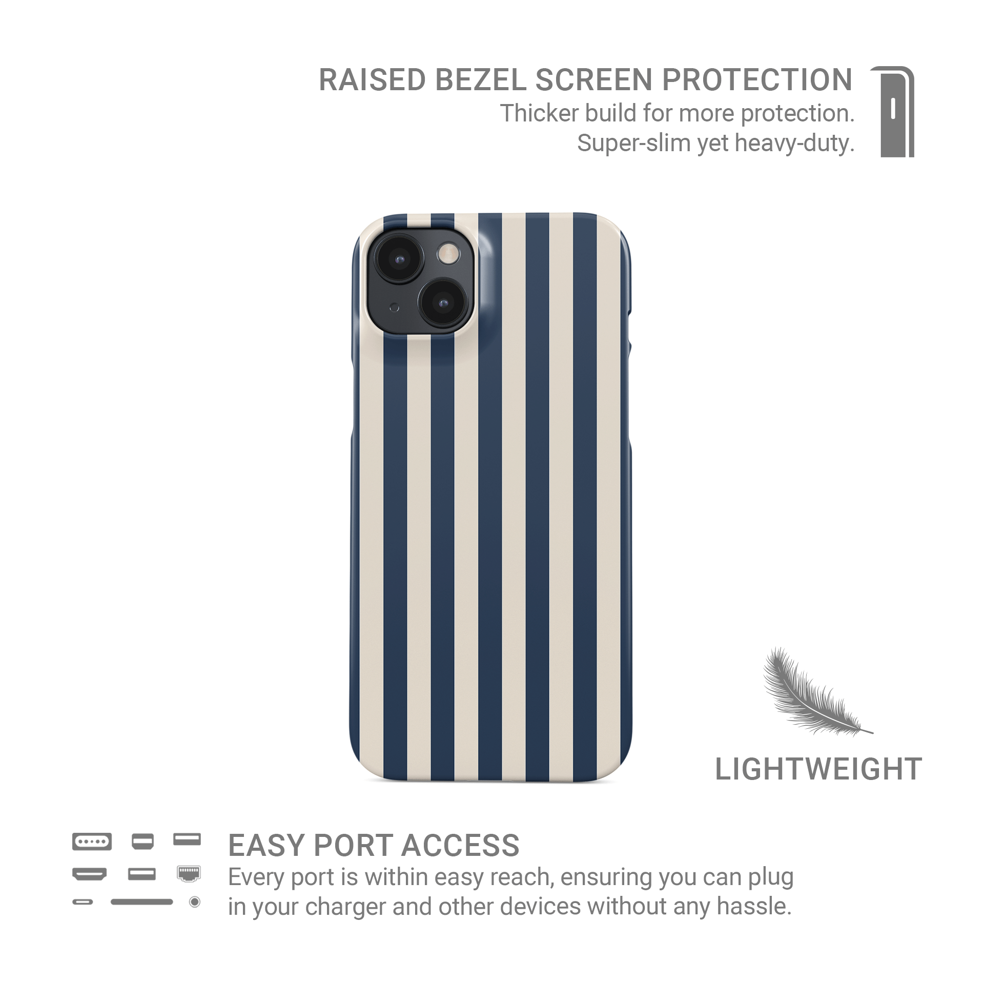 Blue stripe protective phone case