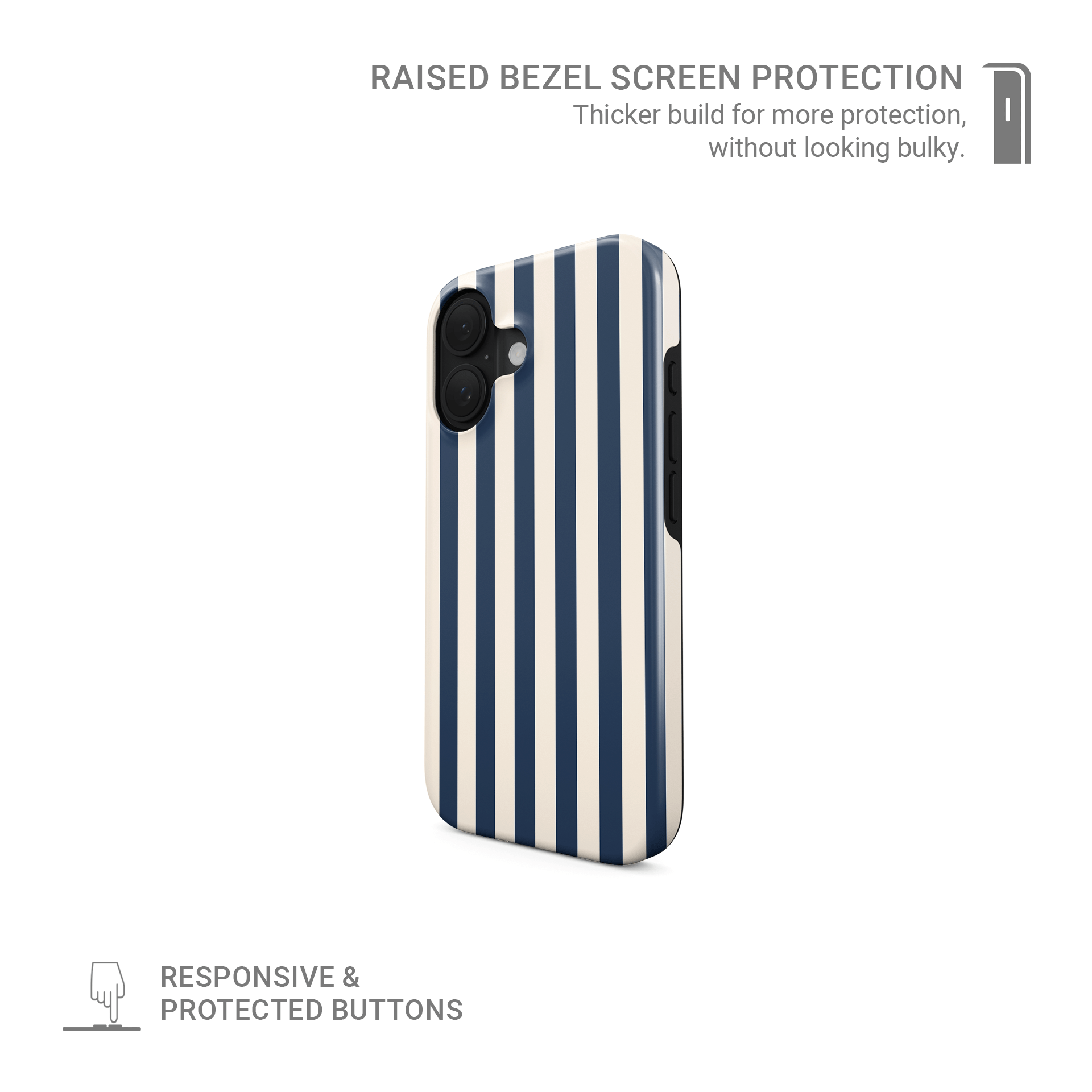 Blue stripe tough protective phone case for iPhone, Samsung and Pixel