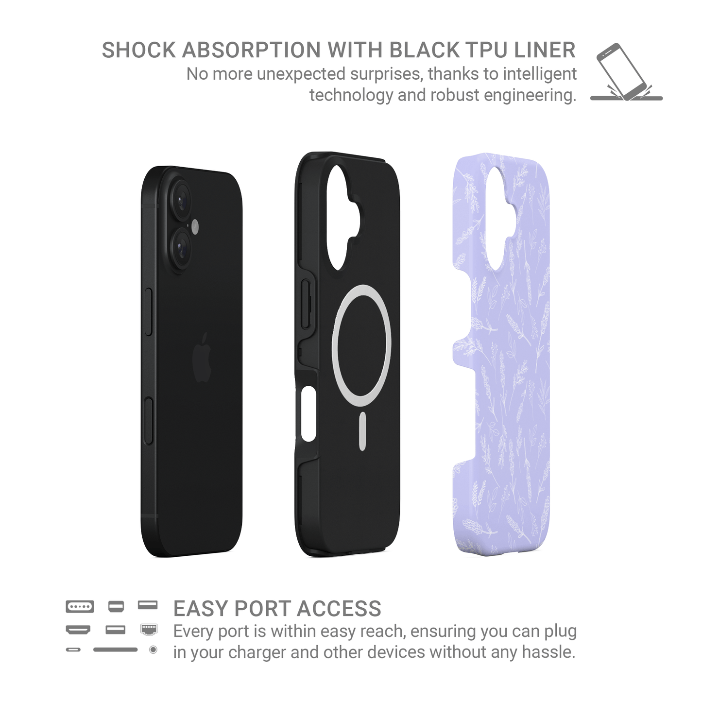 Lavender lilac boho MagSafe tough protective phone case