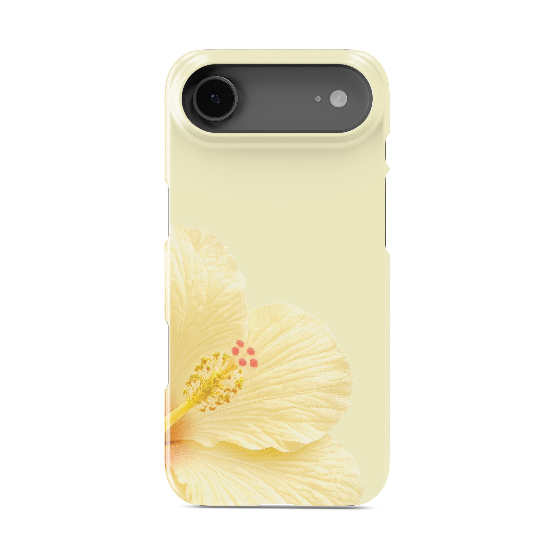 Lemon Hibiscus Bloom Snap Phone Case featuring a large cream hibiscus flower on a soft pastel background with a tropical floral aesthetic.