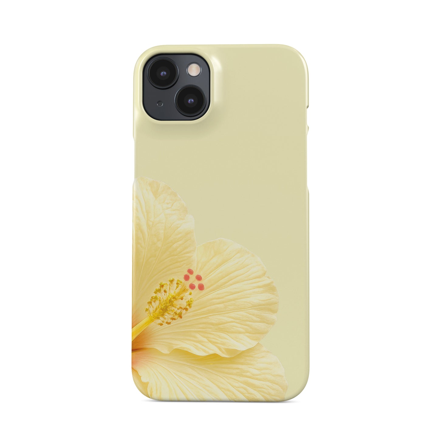Lemon Hibiscus Bloom Snap Phone Case featuring a large cream hibiscus flower on a soft pastel background with a tropical floral aesthetic.