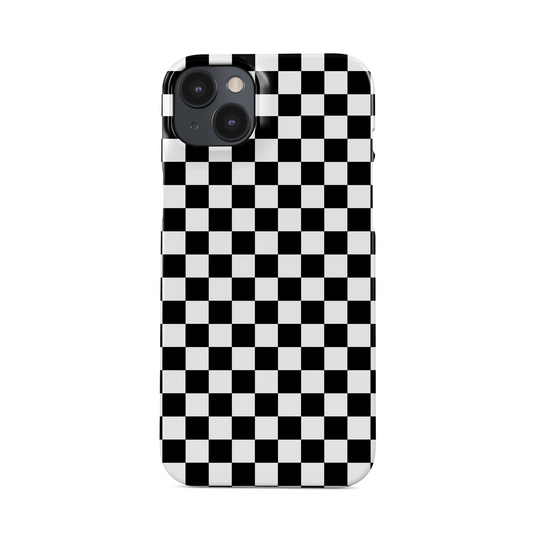 Black and white checkered snap phone case – Mono Grid design from the Checkmate Collection, trendy minimal phone case for iPhone,Samsung and Google Pixel