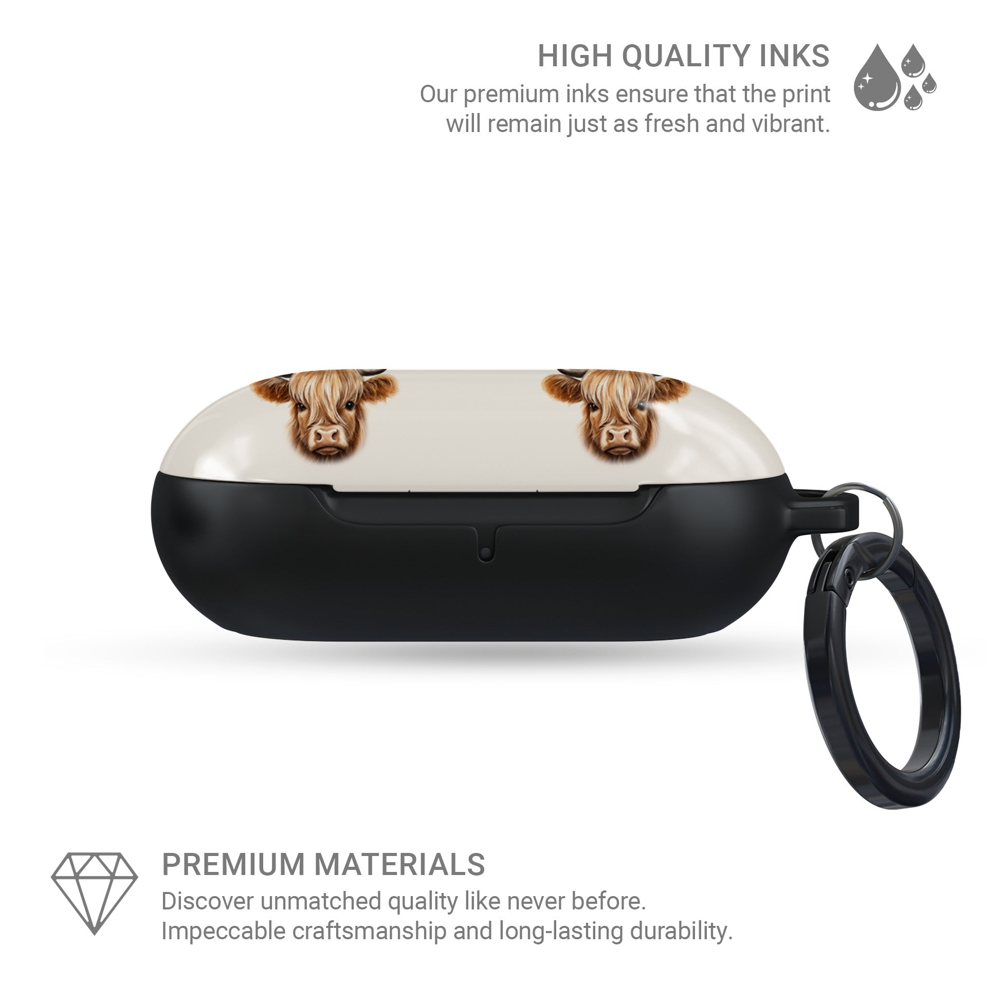 Quirky Galaxy Buds cover with Highland cow faces