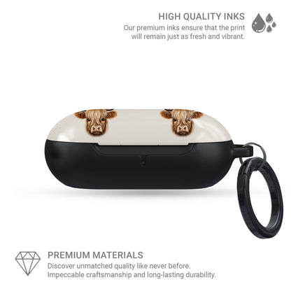 Quirky Galaxy Buds cover with Highland cow faces