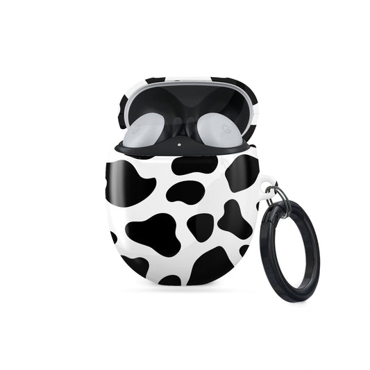 Mootique Noir black and white cow print Google Pixel Buds case

