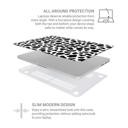 Mootique Noir MacBook Case with bold black and white cow print