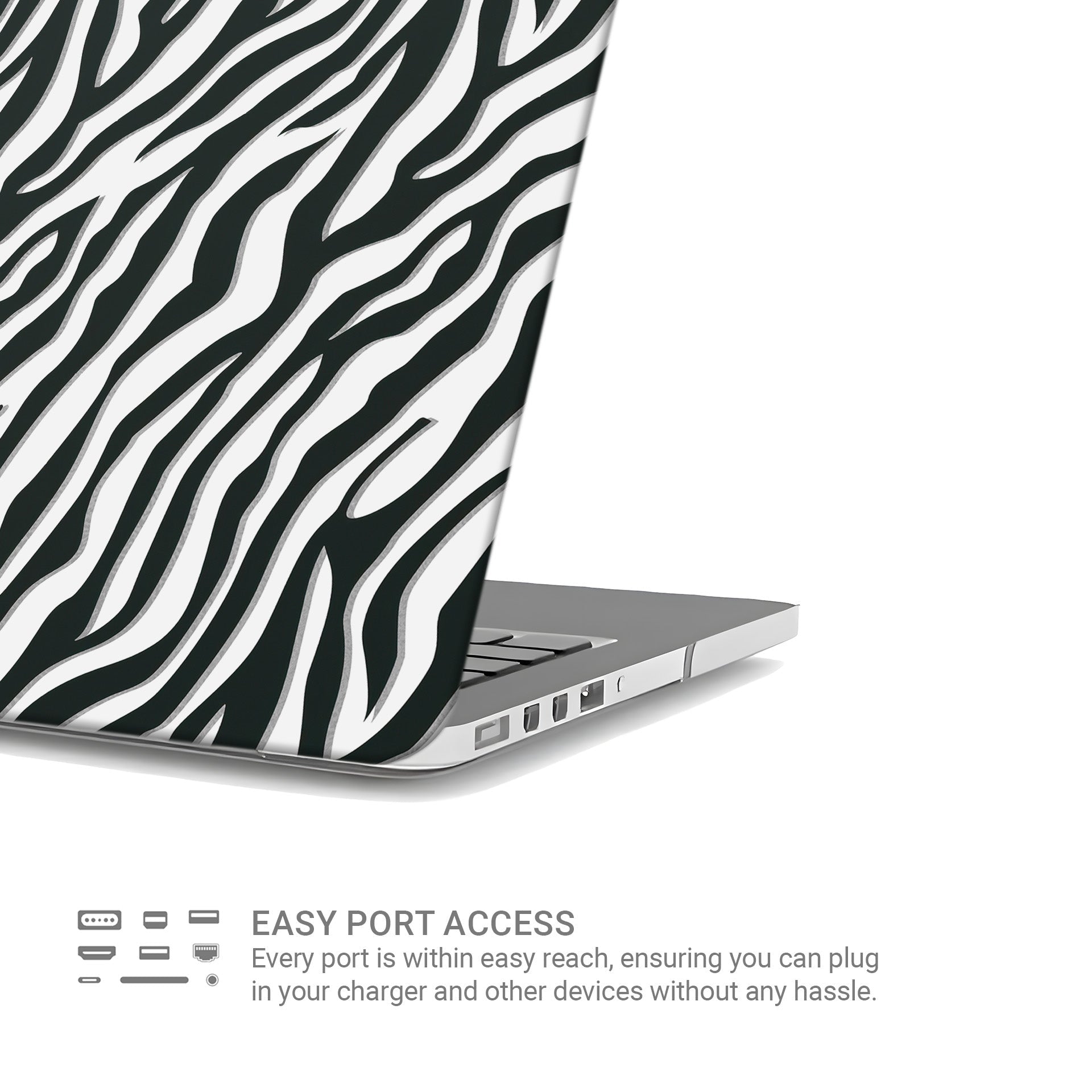 Case and Charm | Zebra Print Nocturnal Stride Protective MacBook Case - Tech Accessories