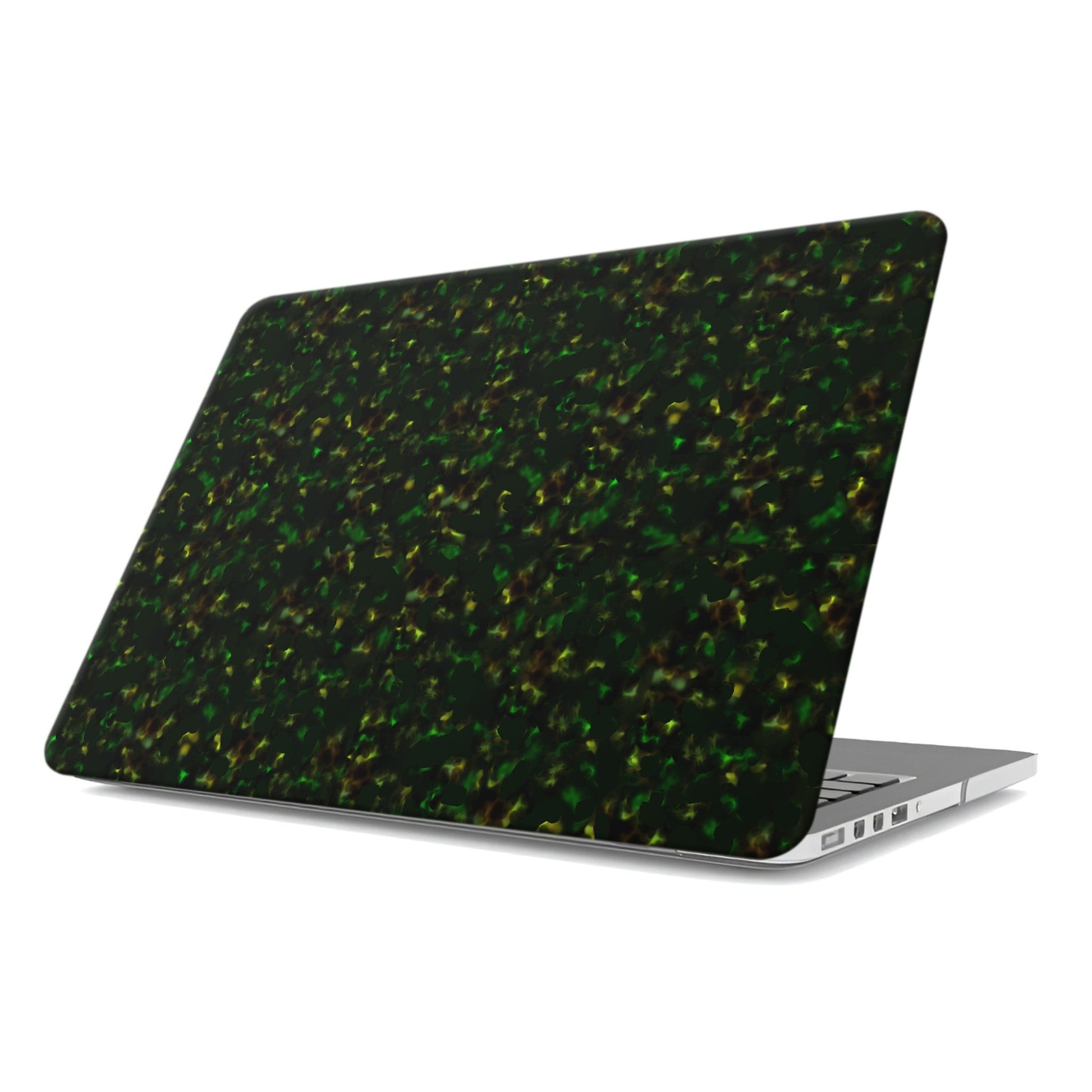 Obsidian Moss MacBook Case in matte green and gold marble design – slim protective laptop cover from Case & Charm.