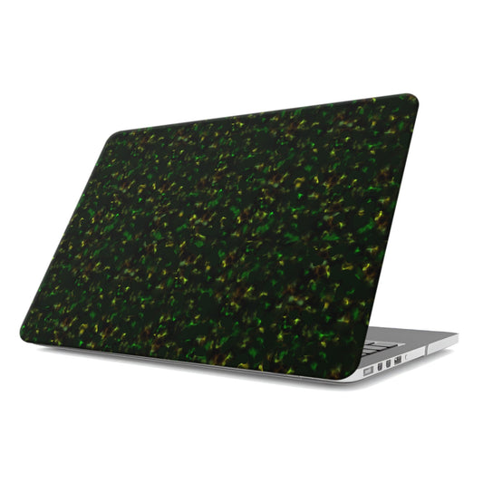 Obsidian Moss MacBook Case in matte green and gold marble design – slim protective laptop cover from Case & Charm.