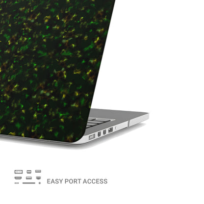 Obsidian Moss MacBook Case in matte green and gold marble design – slim protective laptop cover from Case & Charm.