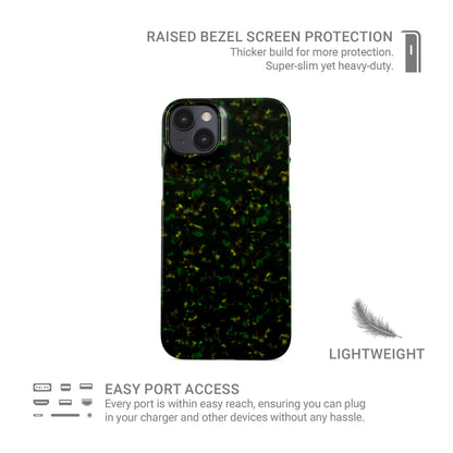 Obsidian Moss Snap Protective Phone Case in glossy green and gold marbled design – Ink and Ember Collection by Case & Charm