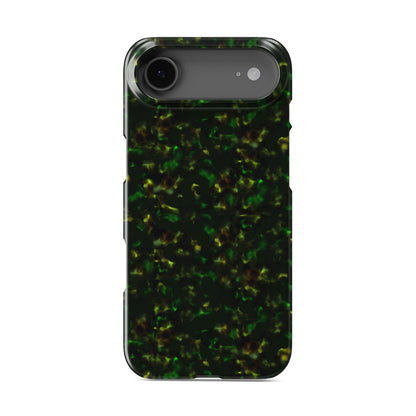 Obsidian Moss Snap Phone Case in glossy green and gold marbled design – Ink and Ember Collection by Case & Charm