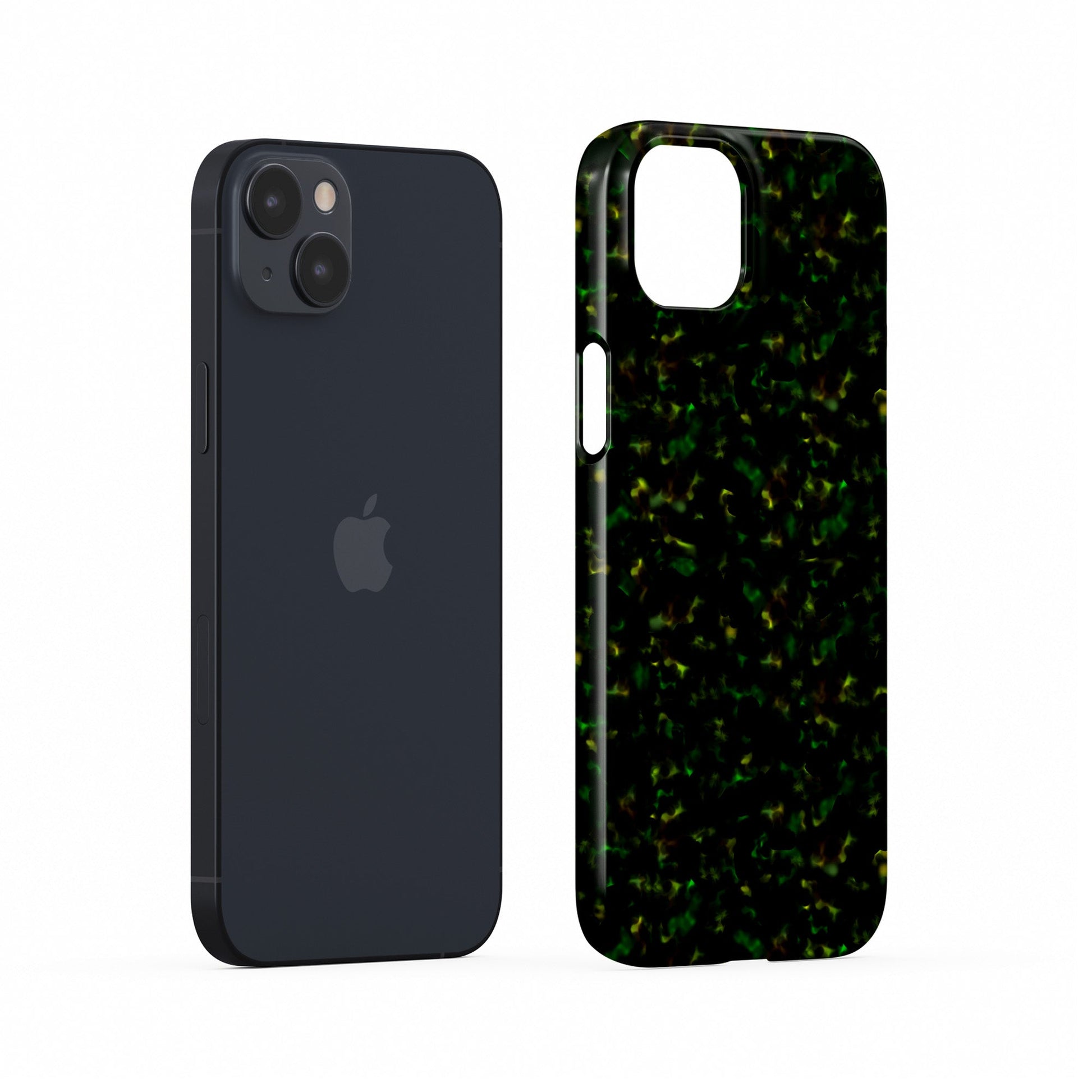 Obsidian Moss Snap Protective Phone Case in glossy green and gold marbled design – Ink and Ember Collection by Case & Charm