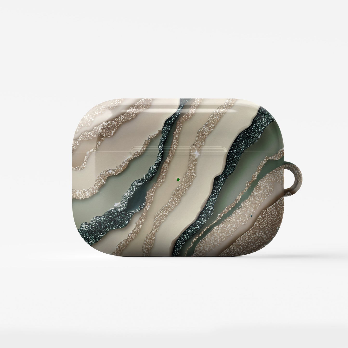 green marble agate style airpods case with gold glitter effect aesthetic design
