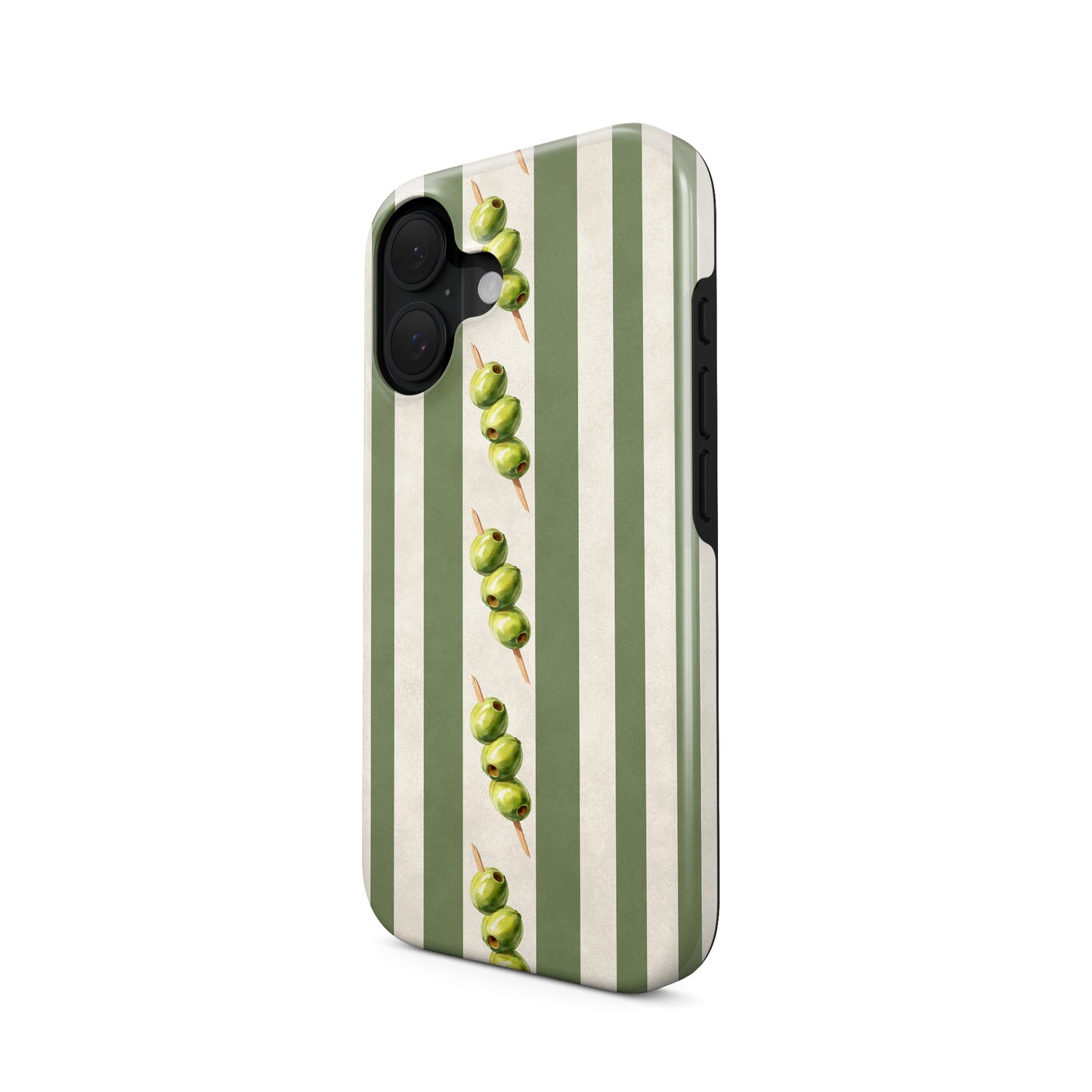 olive stripe phone case with green stripes and olives aesthetic magsafe tough iphone case