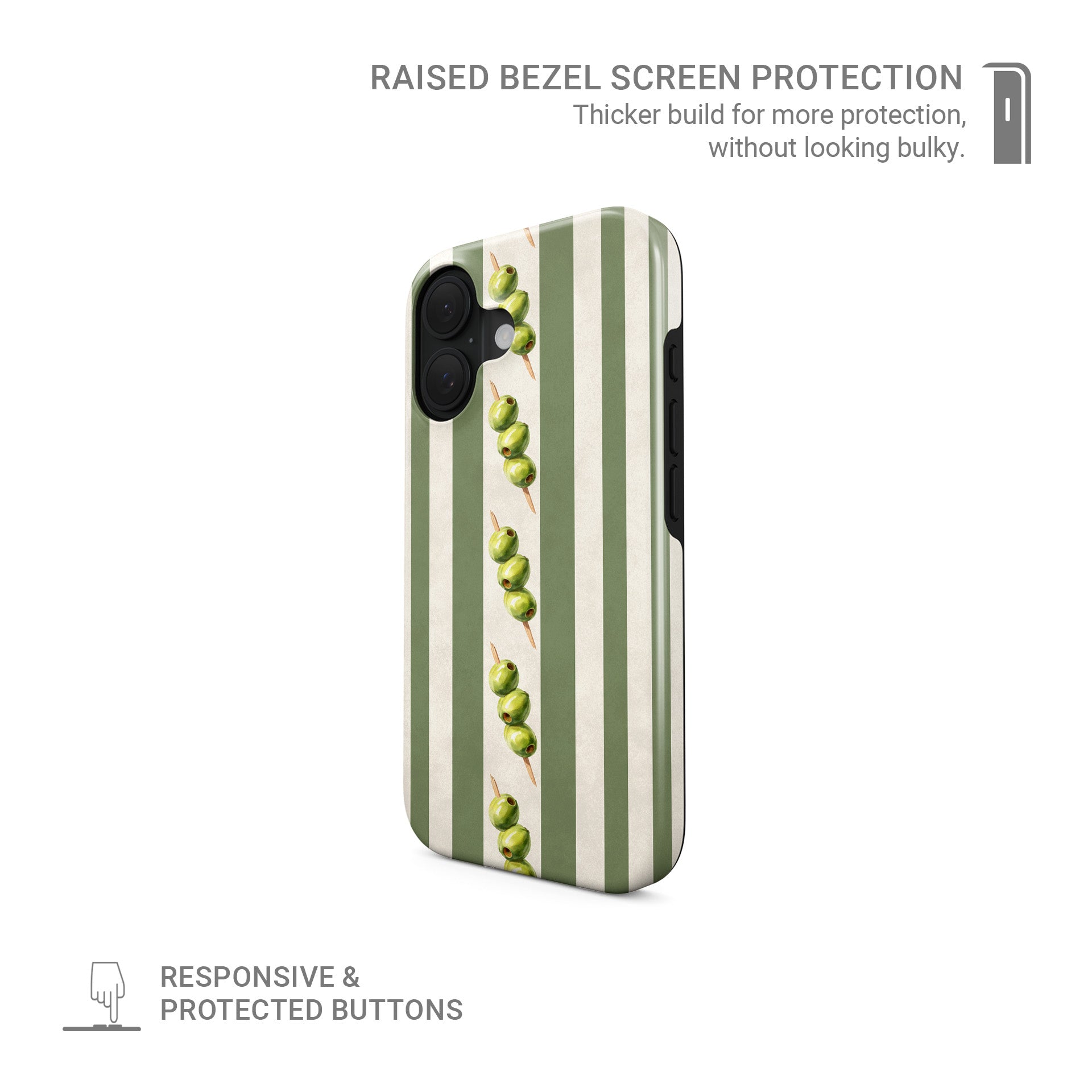 olive stripe phone case with green stripes and olives aesthetic magsafe tough iphone case