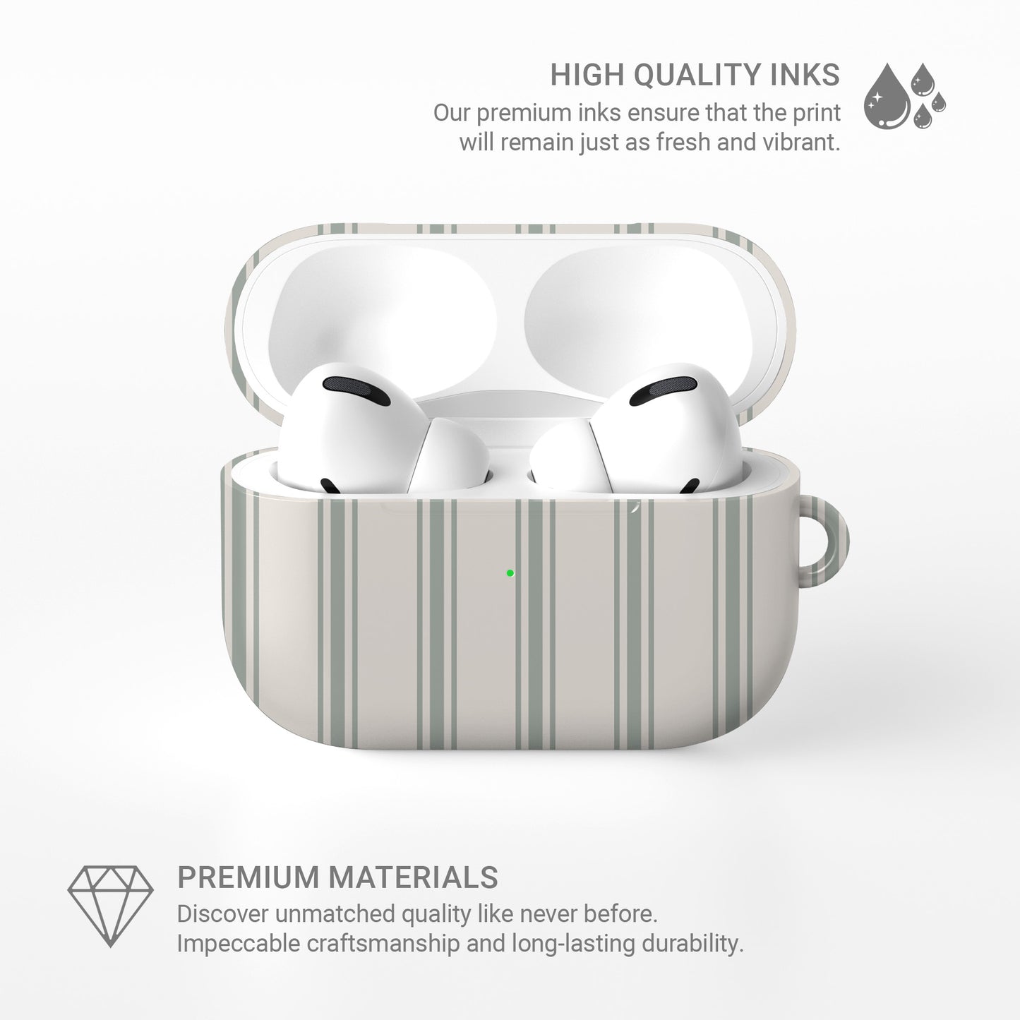 ooh la la airpods case striped neutral airpods cover french quote airpods case aesthetic glossy airpods case slim protective case