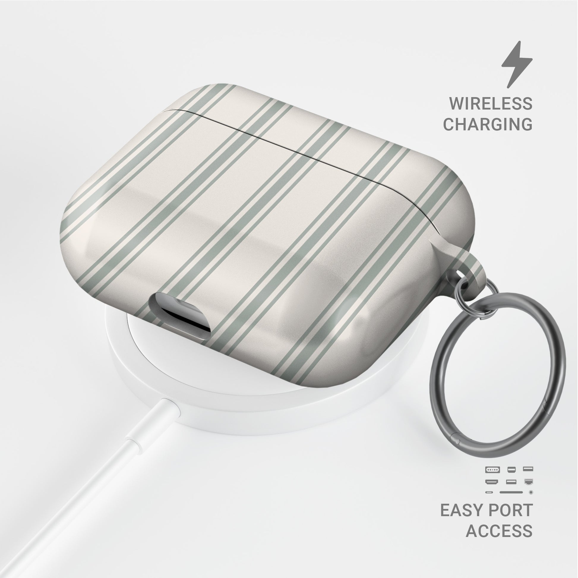 ooh la la airpods case striped neutral airpods cover french quote airpods case aesthetic glossy airpods case slim protective case