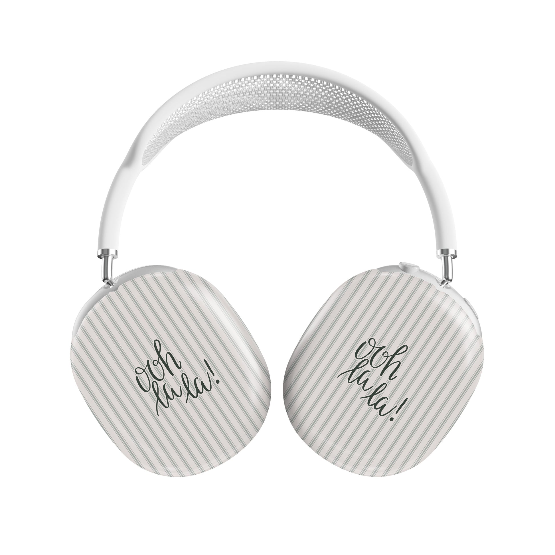 ooh la la airpods max case green striped headphones case aesthetic slogan headphones cover glossy protective airpods max case