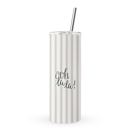 aesthetic 20oz tumbler ooh la la tumbler neutral striped tumbler sage green tumbler chic coffee tumbler reusable cup aesthetic