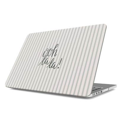 ooh la la macbook case skin neutral striped laptop cover paris aesthetic macbook skin cute minimalist laptop case