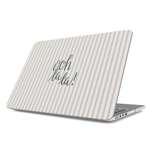 ooh la la macbook case skin neutral striped laptop cover paris aesthetic macbook skin cute minimalist laptop case