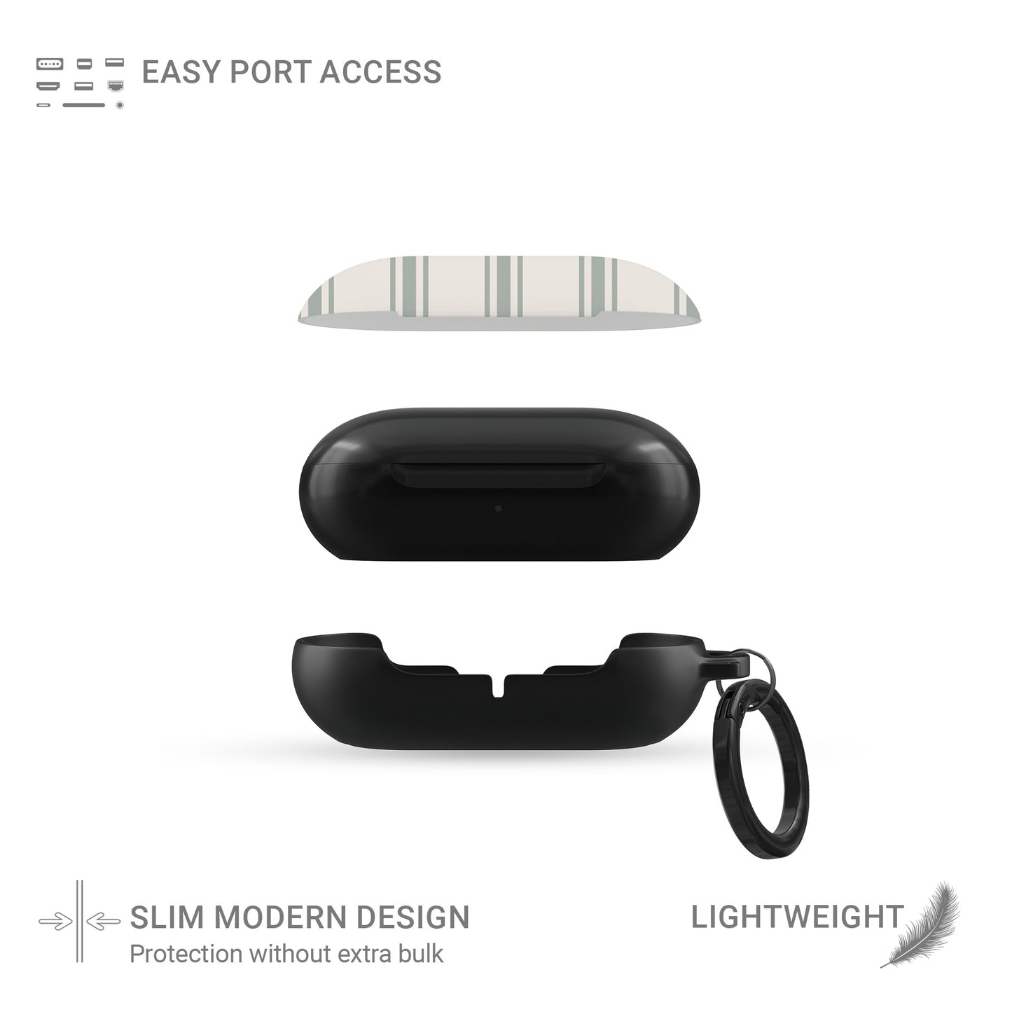sage striped samsung buds case minimalist earbuds case neutral stripe buds cover glossy slim protective case aesthetic tech accessory