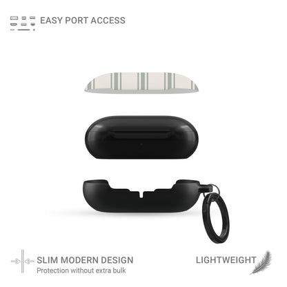 sage striped samsung buds case minimalist earbuds case neutral stripe buds cover glossy slim protective case aesthetic tech accessory