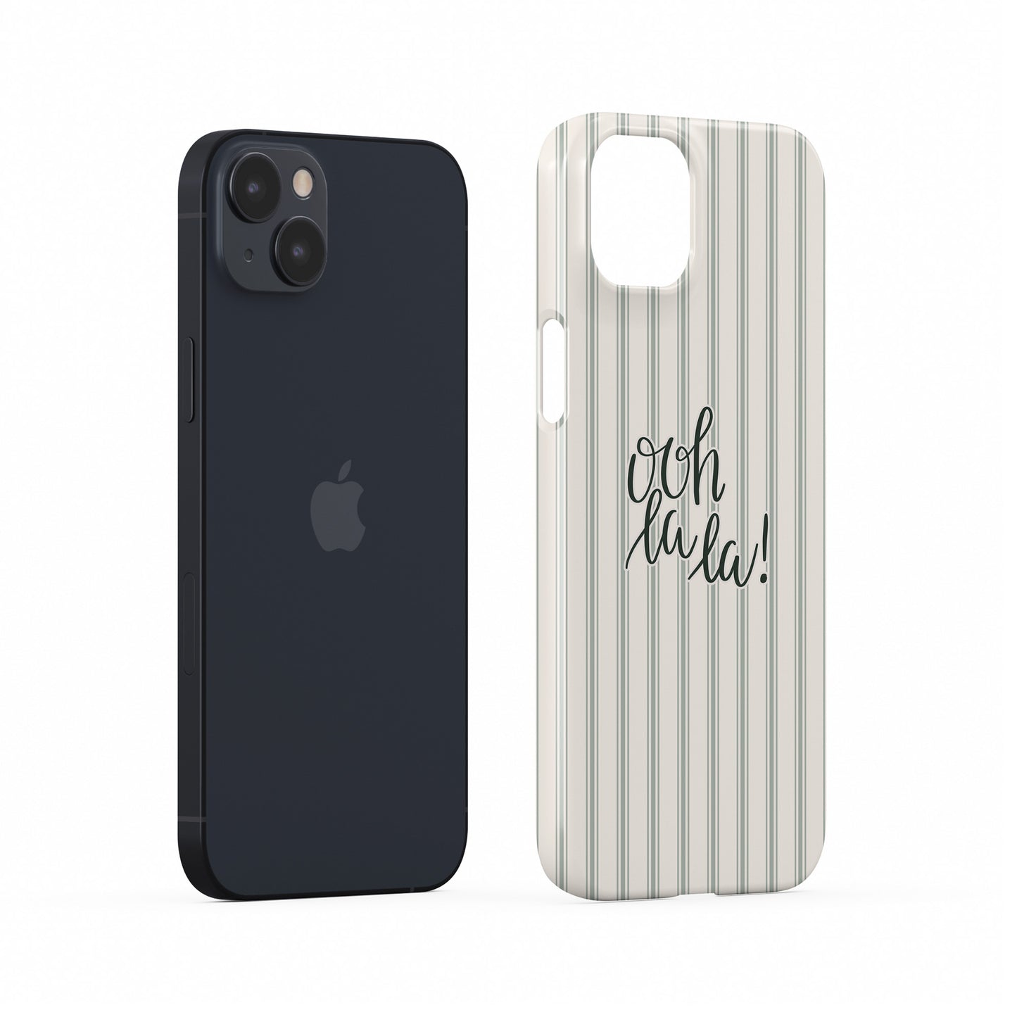 parisian aesthetic phone case with blush stripe pattern and ooh la la text cute iphone 15 case minimal pink design