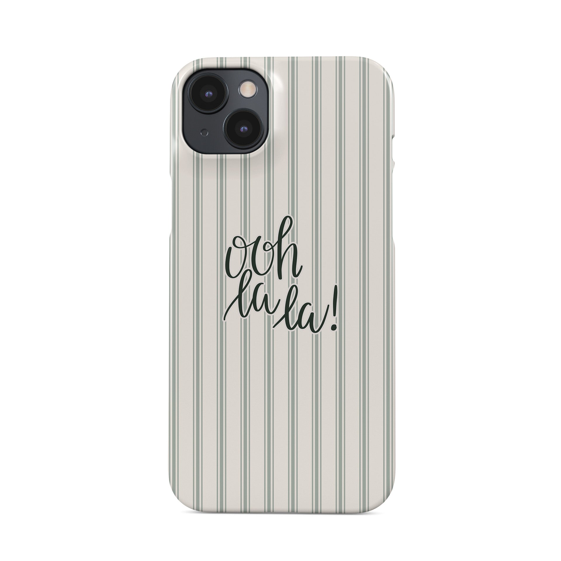 parisian aesthetic phone case with blush stripe pattern and ooh la la text cute iphone 15 case minimal pink design