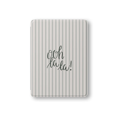neutral aesthetic ipad case ooh la la typography vegan leather ipad cover striped minimalist ipad folio with pencil holder