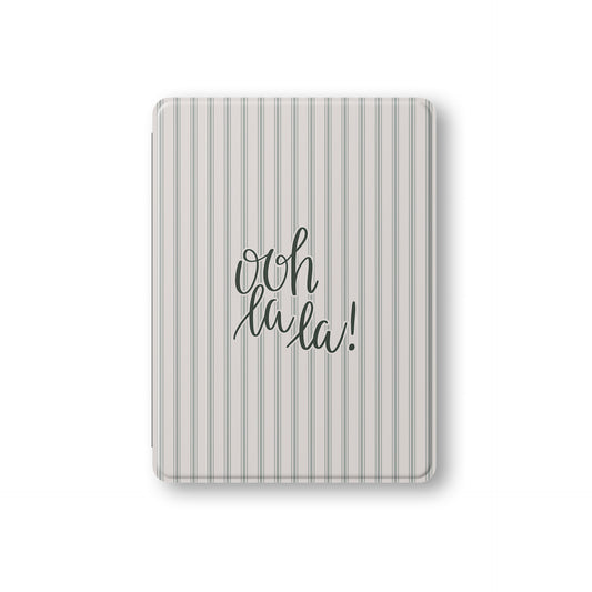 neutral aesthetic ipad case ooh la la typography vegan leather ipad cover striped minimalist ipad folio with pencil holder