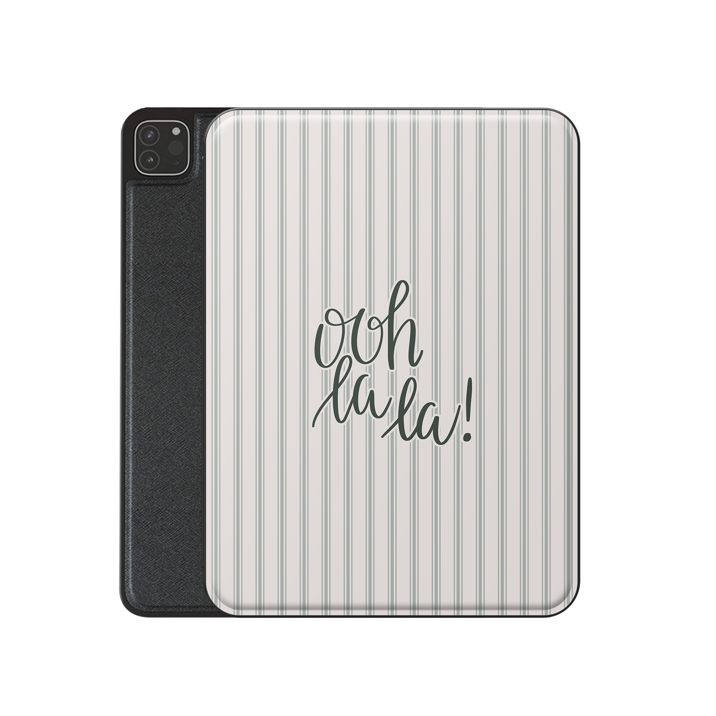 neutral aesthetic ipad case ooh la la typography vegan leather ipad cover striped minimalist ipad folio with pencil holder