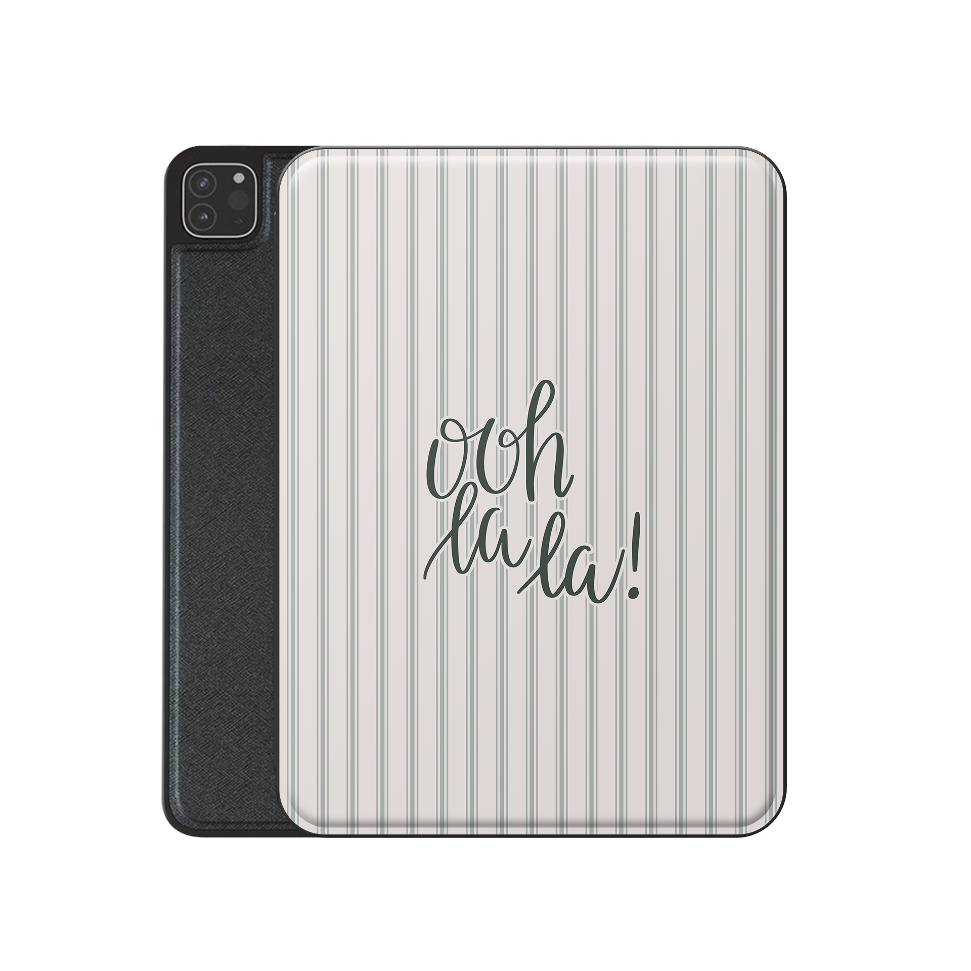 neutral aesthetic ipad case ooh la la typography vegan leather ipad cover striped minimalist ipad folio with pencil holder