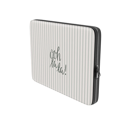 neutral striped laptop sleeve ooh la la laptop case vegan leather aesthetic laptop sleeve minimalist laptop cover sage striped sleeve