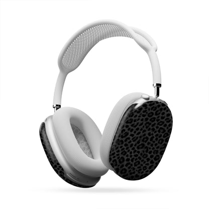 Panthera Eclipse black leopard print Apple AirPods Max case with glossy fur texture