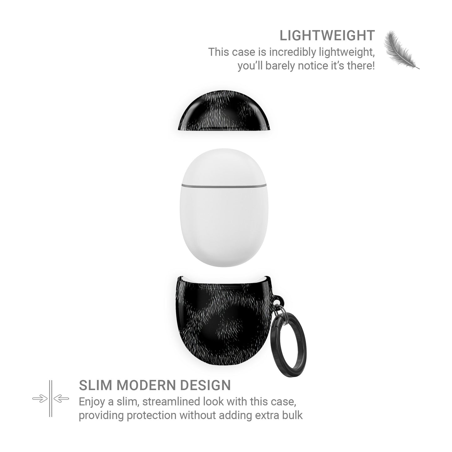 Panthera Eclipse black leopard print Google Pixel Buds case with glossy finish and keyring loop