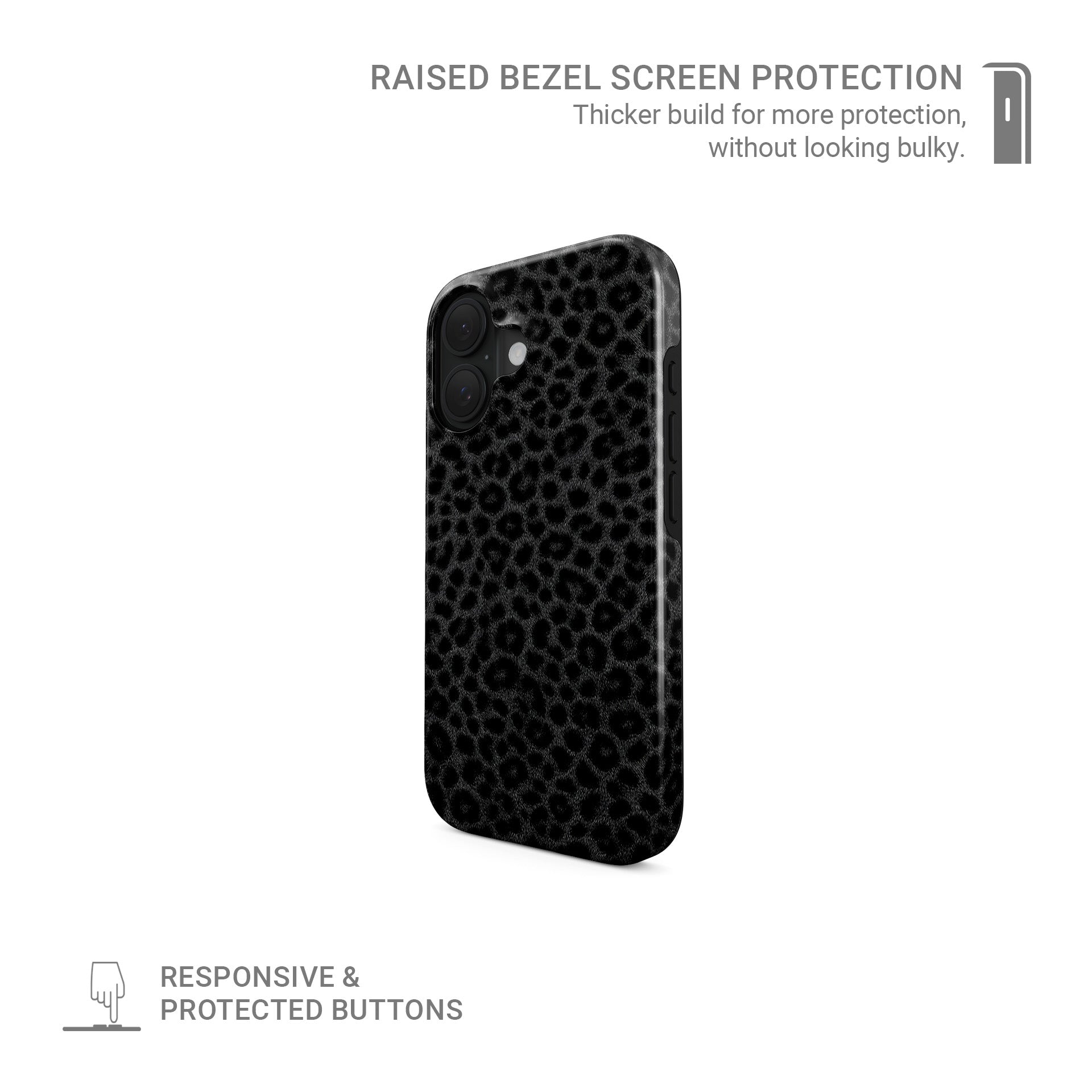 Stylish black leopard print MagSafe compatible protective phone case