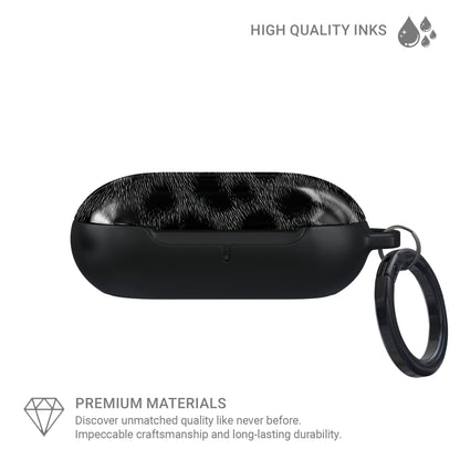 Black leopard Panthera Eclipse Samsung Buds case with glossy finish and keyring loop