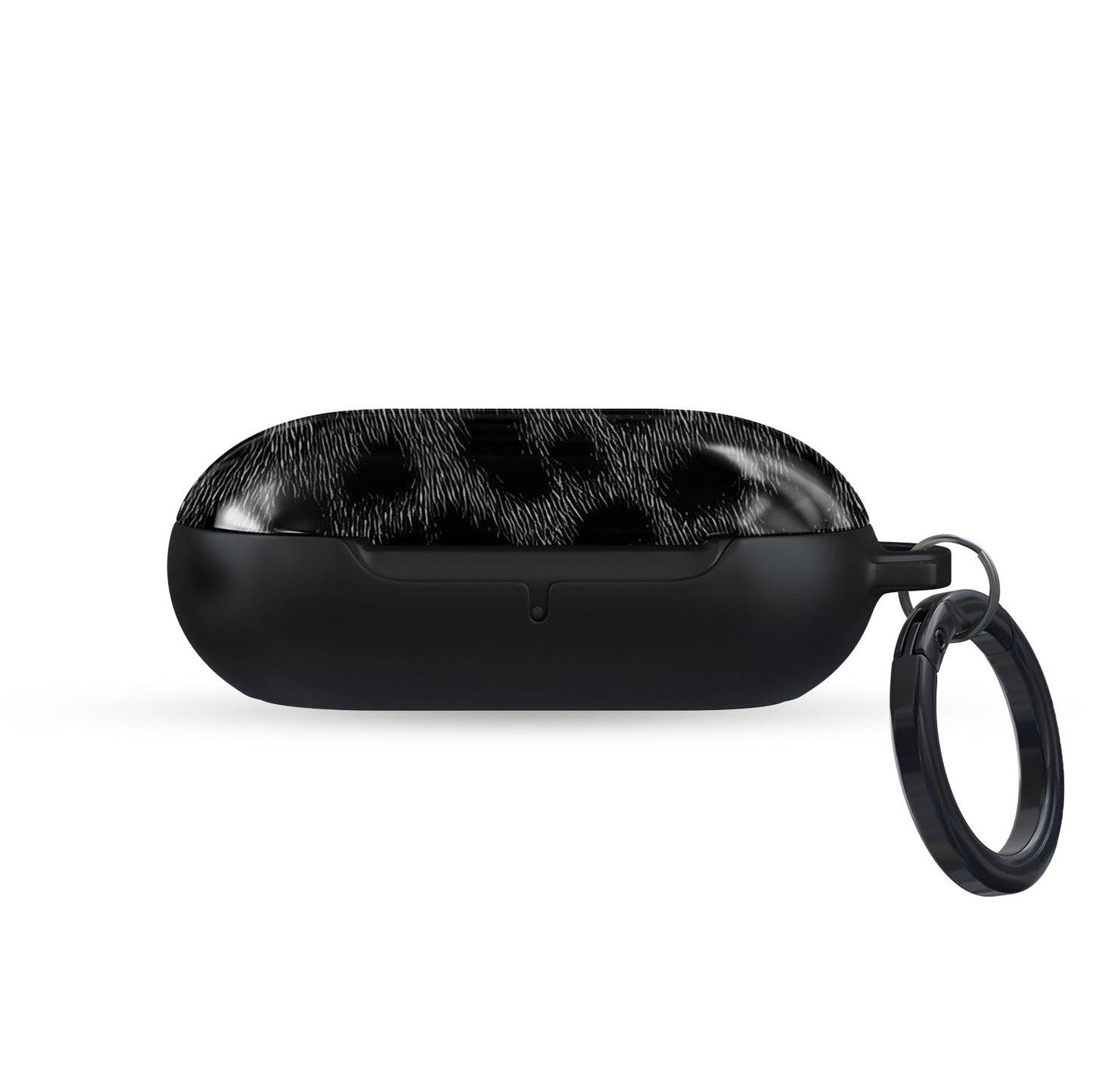 Black leopard Panthera Eclipse Samsung Buds case with glossy finish and keyring loop