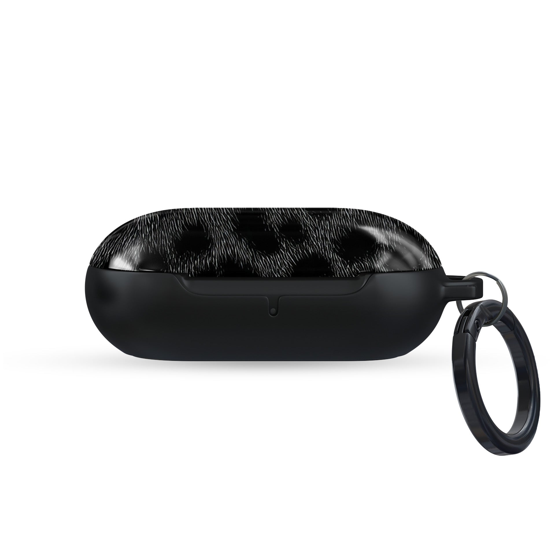 Black leopard Panthera Eclipse Samsung Buds case with glossy finish and keyring loop